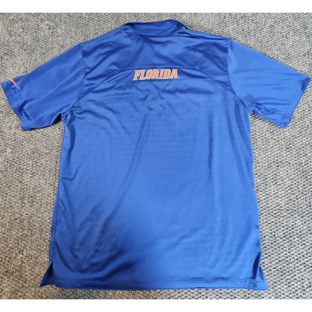 Florida Gators Polo Shirt Men's L Nike Blue Dri-Fit‎ Swoosh Logo Golf Read